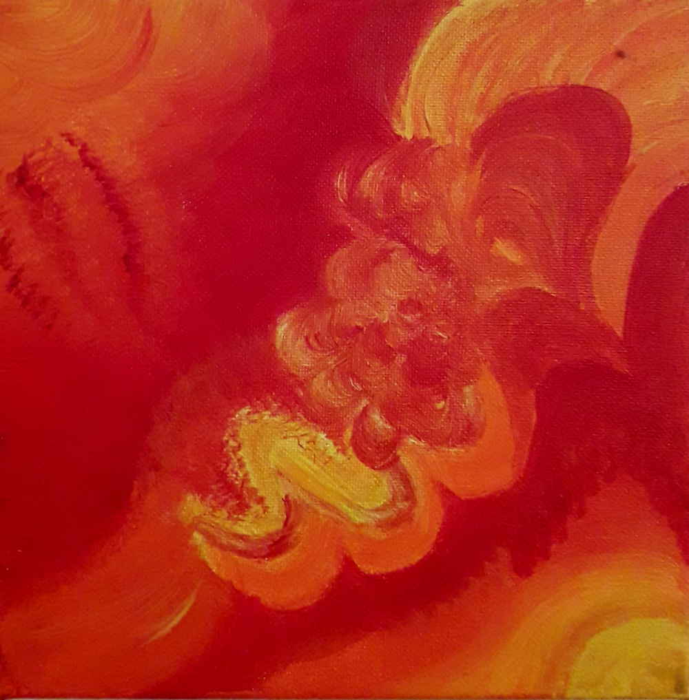 abstrakt, rot und gelb